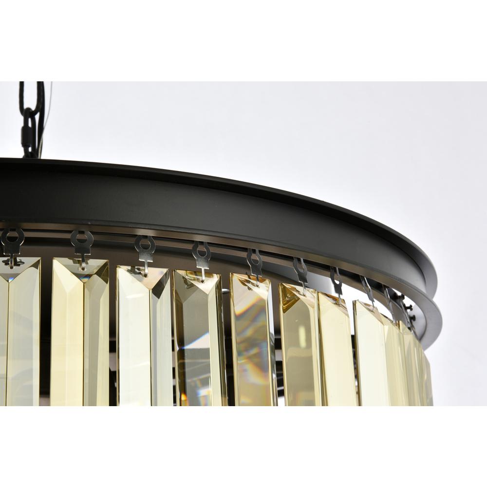 Sydney 8 light Matte Black Chandelier Golden Teak (Smoky) Royal Cut Crystal