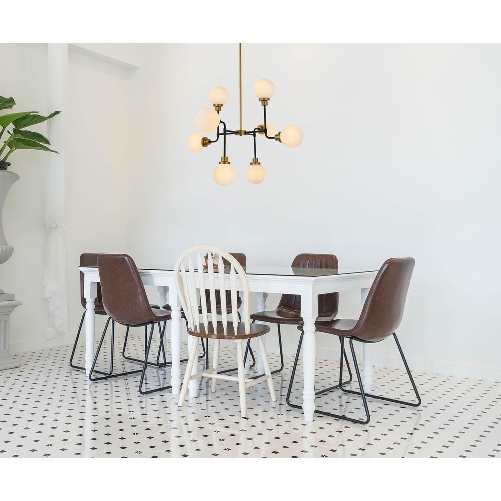 Hanson 8 lights pendant in black with brass with frosted shade