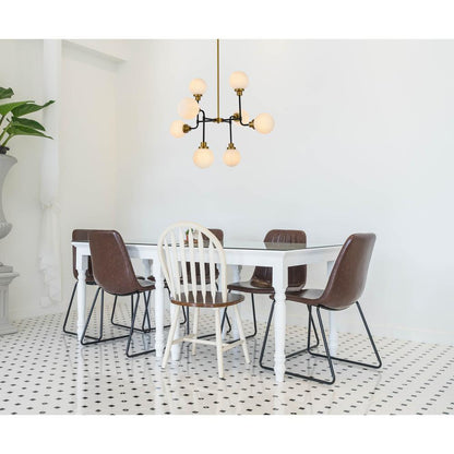 Hanson 8 lights pendant in black with brass with frosted shade