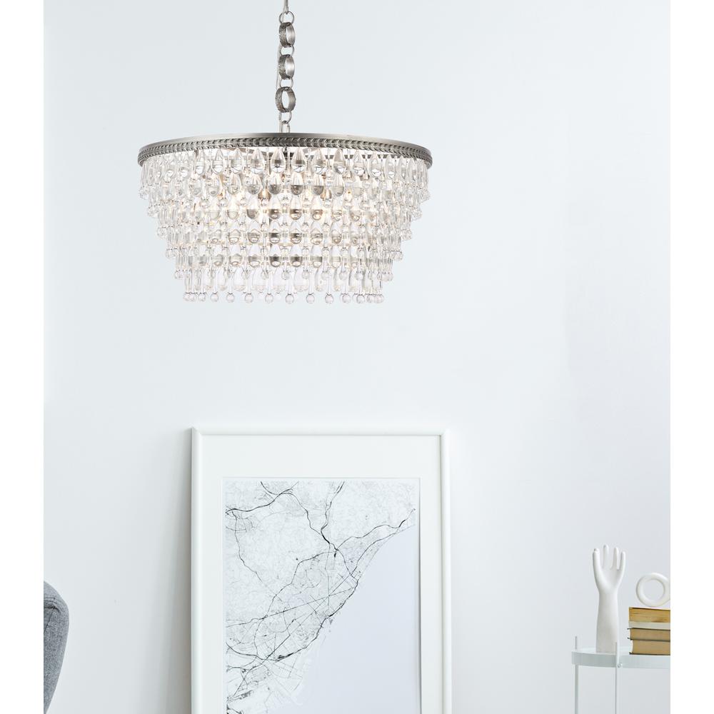 Nordic 6 light antique silver Chandelier Clear Royal Cut Crystal
