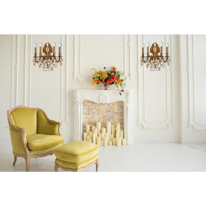 Monarch 5 light French Gold Wall Sconce Golden Teak (Smoky) Royal Cut Crystal
