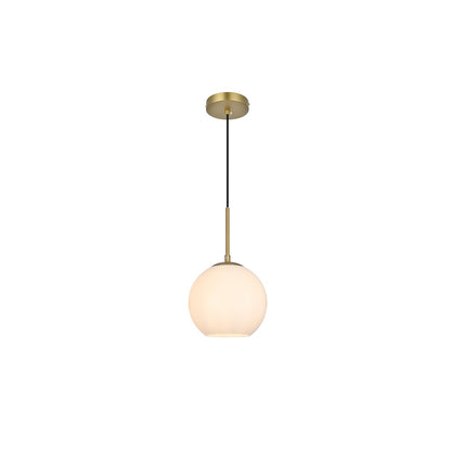 Baxter 8 Inch Pendant Frosted White Shade in Satin Gold