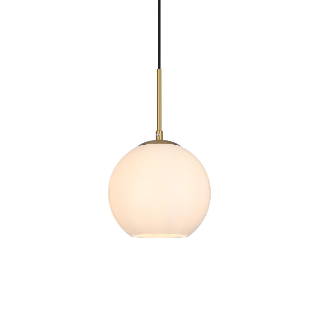 Baxter 8 Inch Pendant Frosted White Shade in Satin Gold