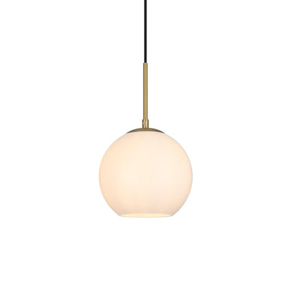 Baxter 8 Inch Pendant Frosted White Shade in Satin Gold