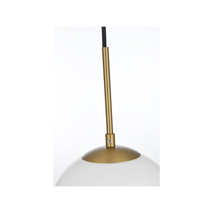 Baxter 8 Inch Pendant Frosted White Shade in Satin Gold