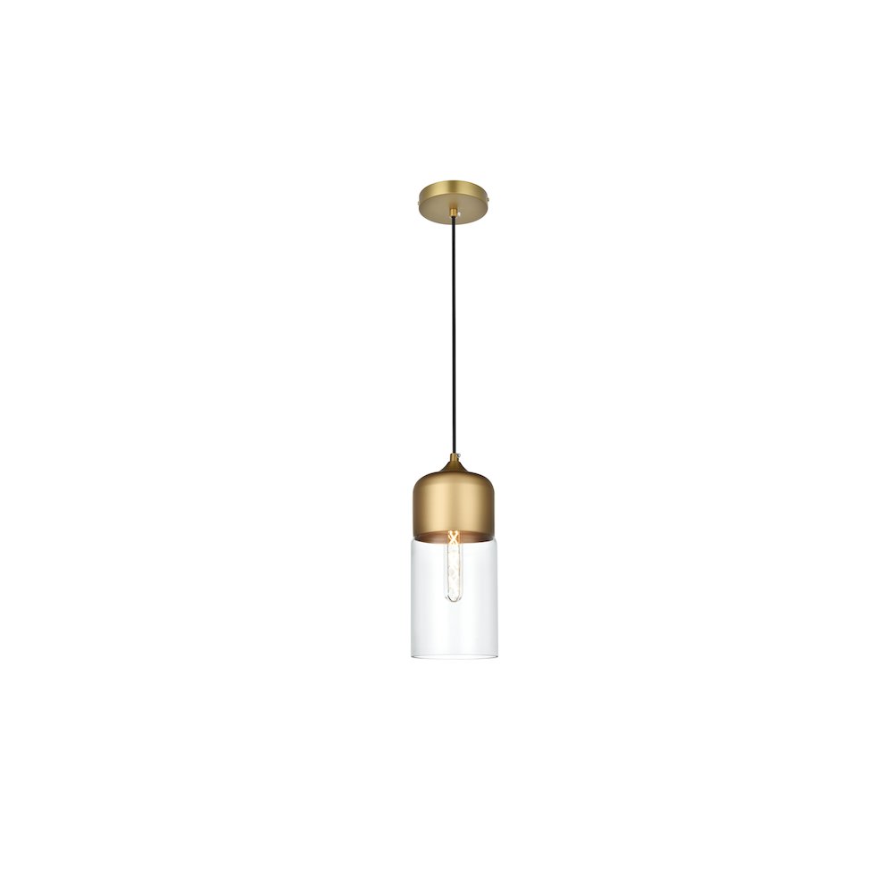 Ashwell 5 Inch Pendant Clear Shade in Satin Gold