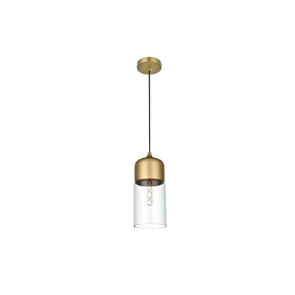Ashwell 5 Inch Pendant Clear Shade in Satin Gold