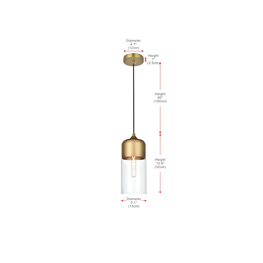 Ashwell 5 Inch Pendant Clear Shade in Satin Gold