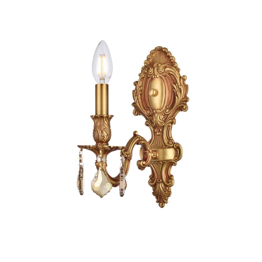 Monarch 1 light French Gold Wall Sconce Golden Teak (Smoky) Royal Cut Crystal