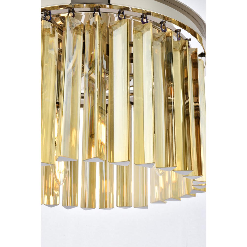 Sydney 3 light polished nickel Pendant Golden Teak (Smoky) Royal Cut Crystal