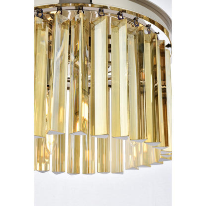 Sydney 3 light polished nickel Pendant Golden Teak (Smoky) Royal Cut Crystal