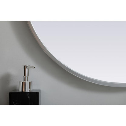 Metal Frame Oval Mirror 20x30 Inch in Silver