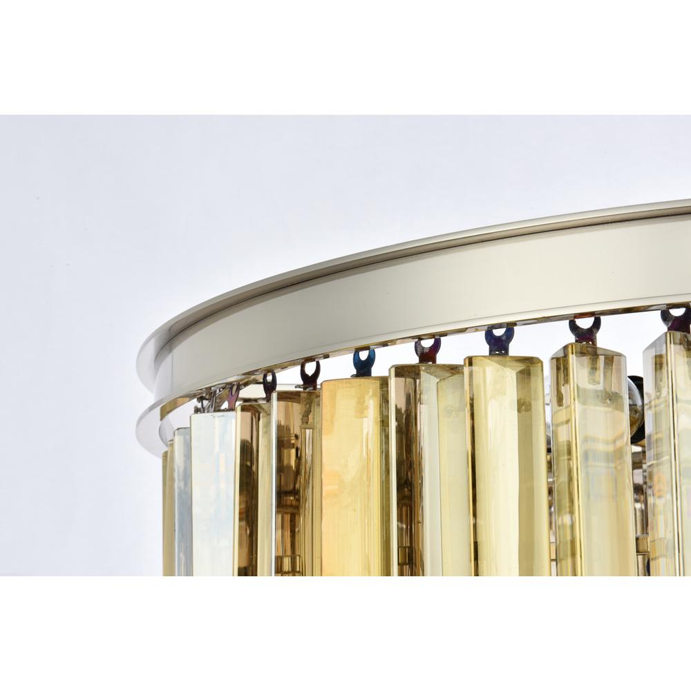 Sydney 9 light polished nickel Chandelier Golden Teak (Smoky) Royal Cut Crystal