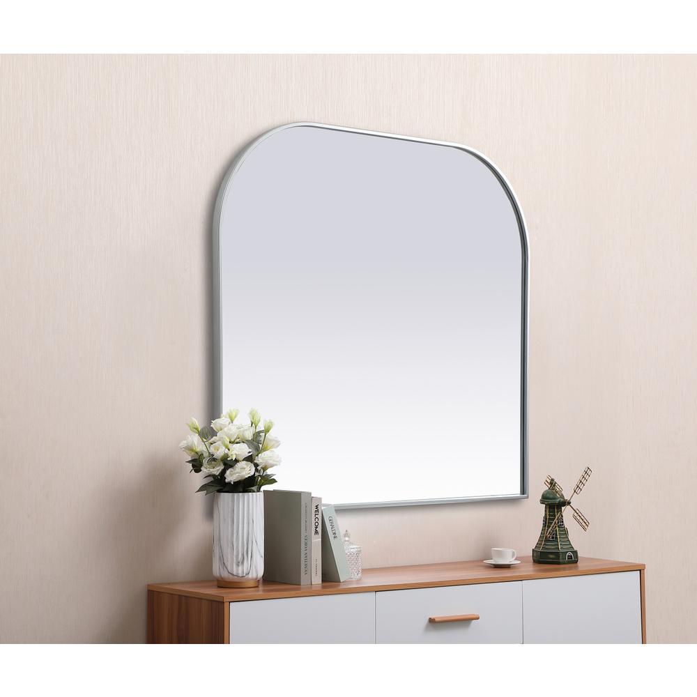 Metal Frame Arch Mirror 42x38 Inch in Silver