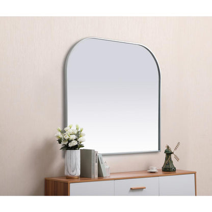 Metal Frame Arch Mirror 42x38 Inch in Silver