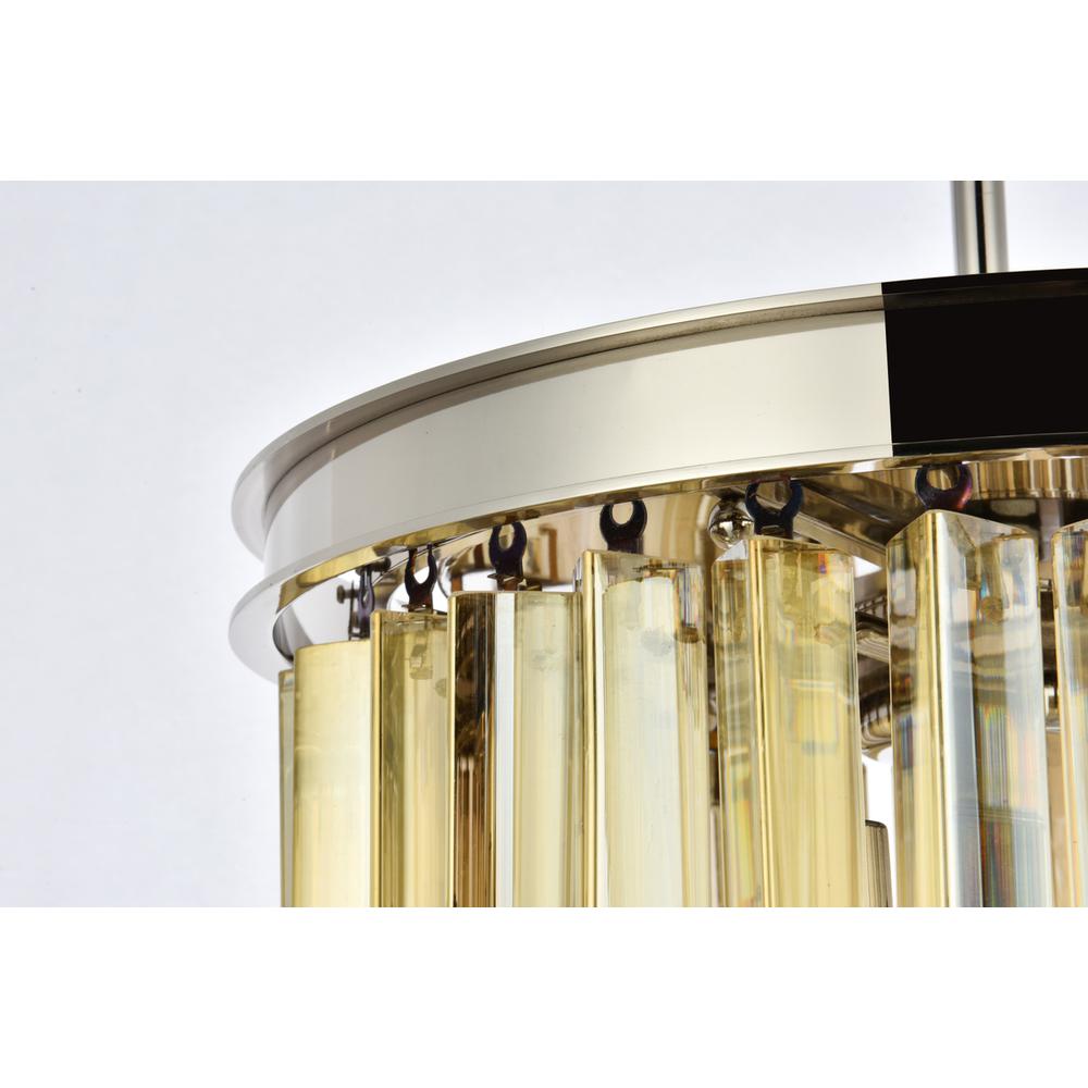 Sydney 3 light polished nickel Pendant Golden Teak (Smoky) Royal Cut Crystal