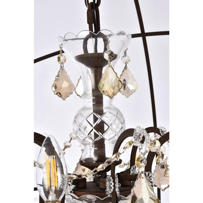Geneva 18 light Rustic Intent Chandelier Golden Teak (Smoky) Royal Cut crystal