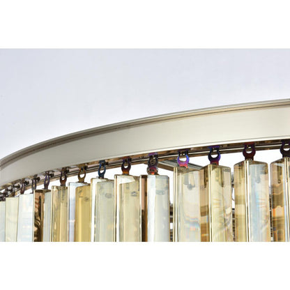Sydney 33 light polished nickel Chandelier Golden Teak (Smoky) Royal Cut Crystal