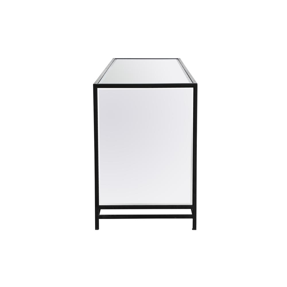 James 72 in. mirrored tv stand with crystal fireplace in black