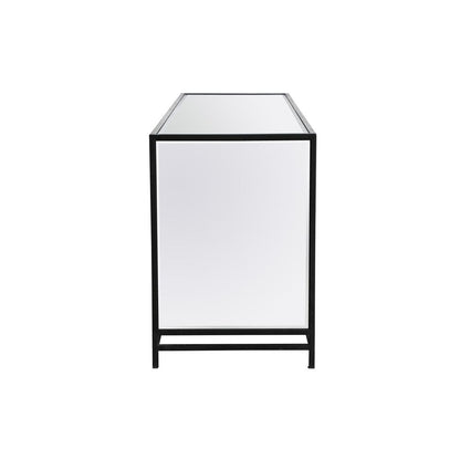 James 72 in. mirrored tv stand with crystal fireplace in black