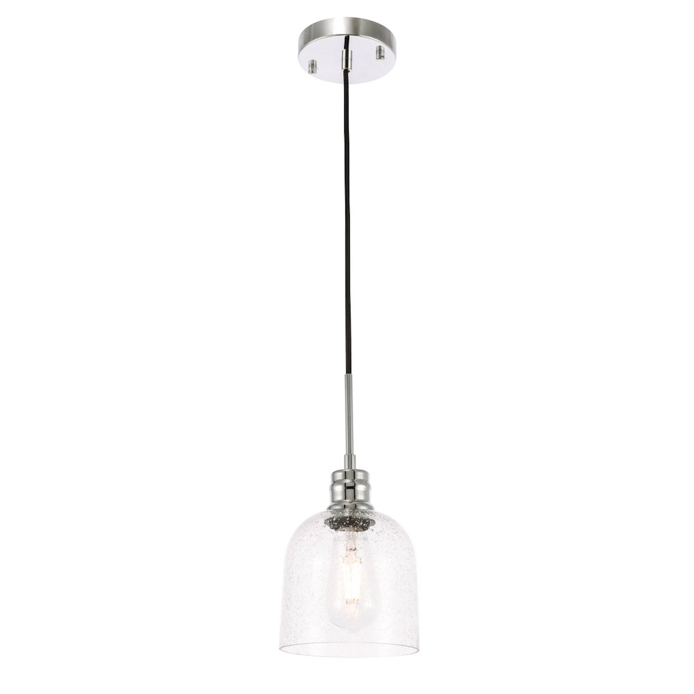 Gabe 1 Light Chrome And Clear Seeded Glass Pendant