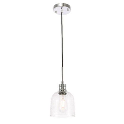 Gabe 1 Light Chrome And Clear Seeded Glass Pendant