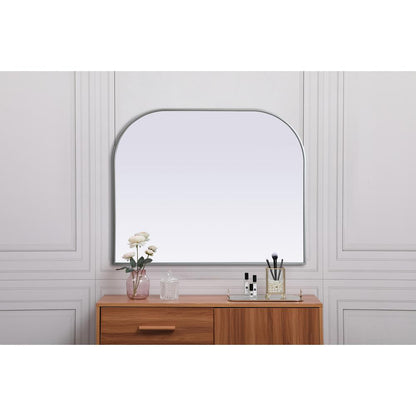 Metal Frame Arch Mirror 42x34 Inch in Silver