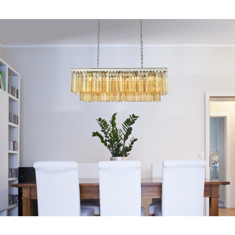 Sydney 12 light polished nickel Chandelier Golden Teak (Smoky) Royal Cut Crystal