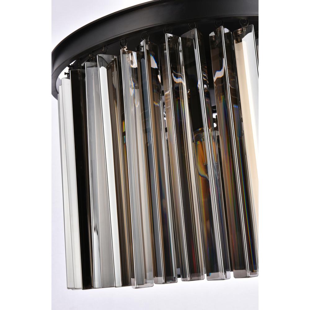 Sydney 6 light Matte Black Pendant Silver Shade (Grey) Royal Cut Crystal