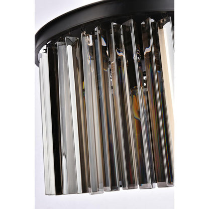 Sydney 6 light Matte Black Pendant Silver Shade (Grey) Royal Cut Crystal