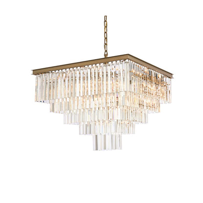 Sydney 34 inch square crystal chandelier in satin gold