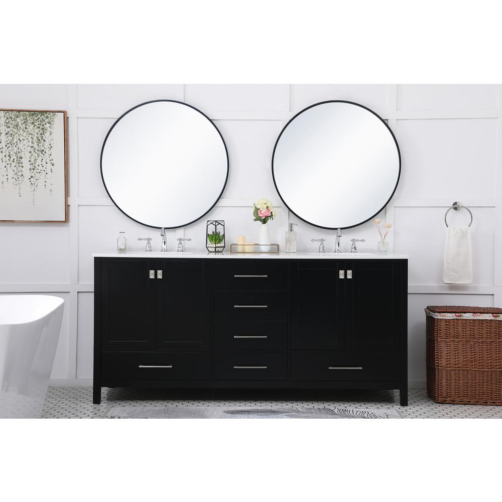 72 inch Double Bathroom Vanity in Black