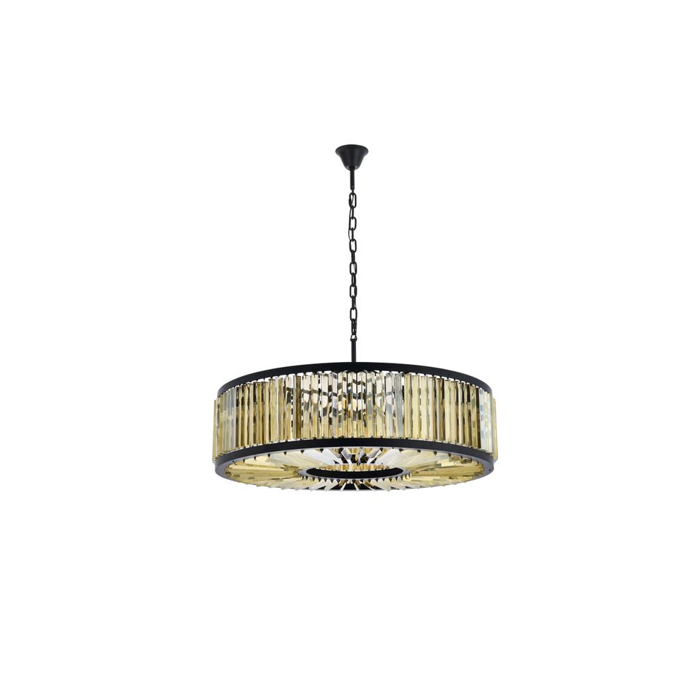 Chelsea 10 light Matte Black Chandelier Golden Teak (Smoky) Royal Cut Crystal