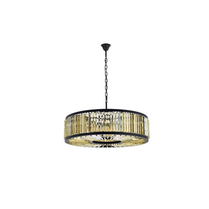 Chelsea 10 light Matte Black Chandelier Golden Teak (Smoky) Royal Cut Crystal