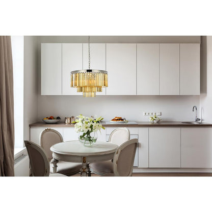 Sydney 9 light polished nickel Chandelier Golden Teak (Smoky) Royal Cut Crystal