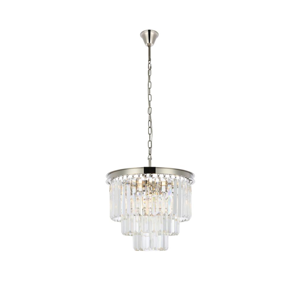 Sydney 9 light polished nickel Chandelier Clear Royal Cut Crystal
