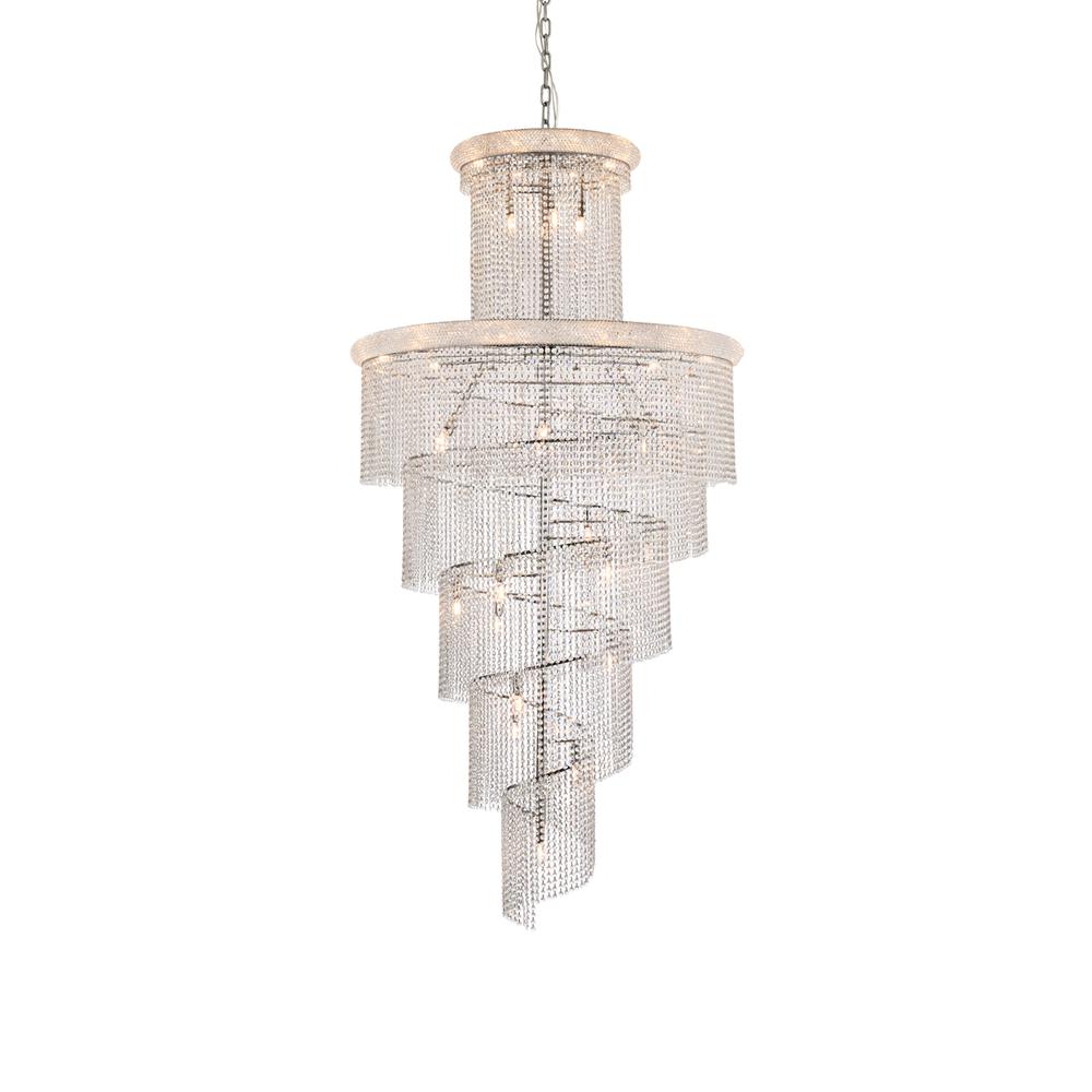 Spiral 41 light Chrome Chandelier Clear Royal Cut Crystal