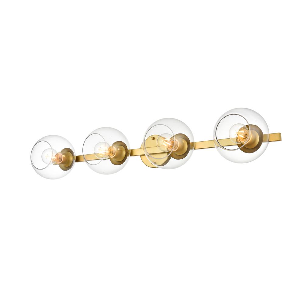Rogelio 4 light Brass and Clear Bath Sconce