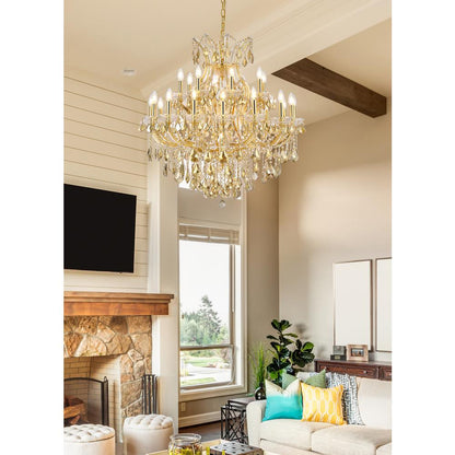 Maria Theresa 24 light Gold Chandelier Golden Teak (Smoky) Royal Cut Crystal