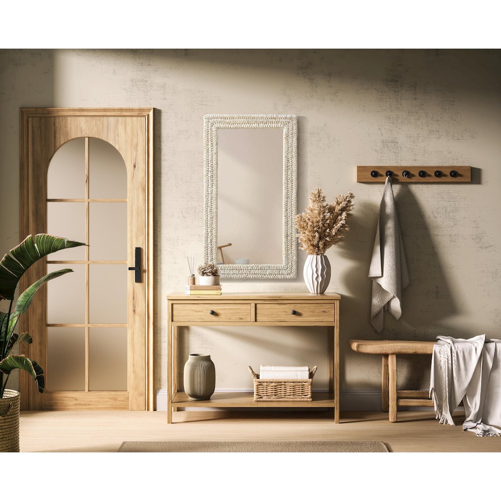 Rectangle Cornhusk Mirror 24x42 in Linen White