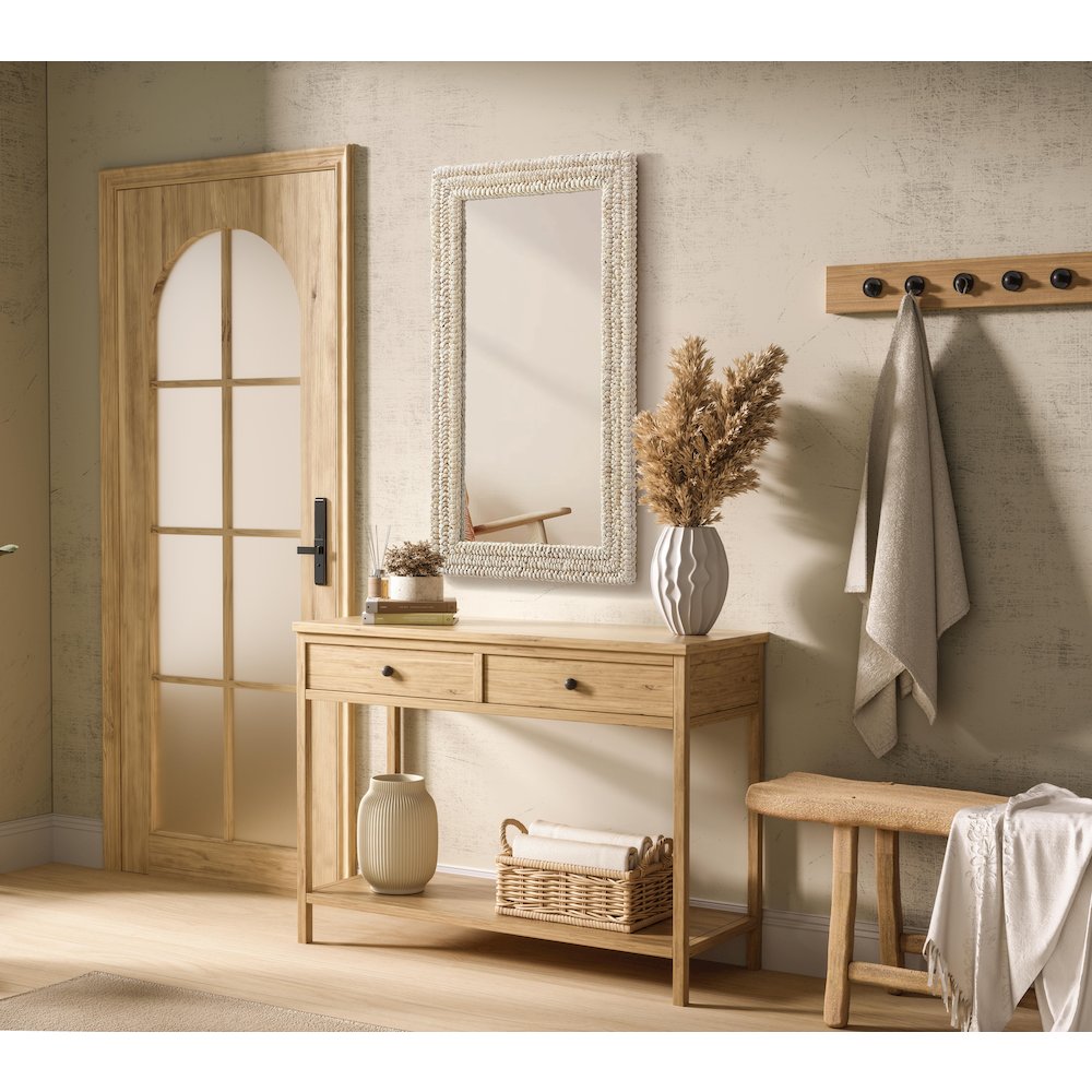 Rectangle Cornhusk Mirror 24x42 in Linen White