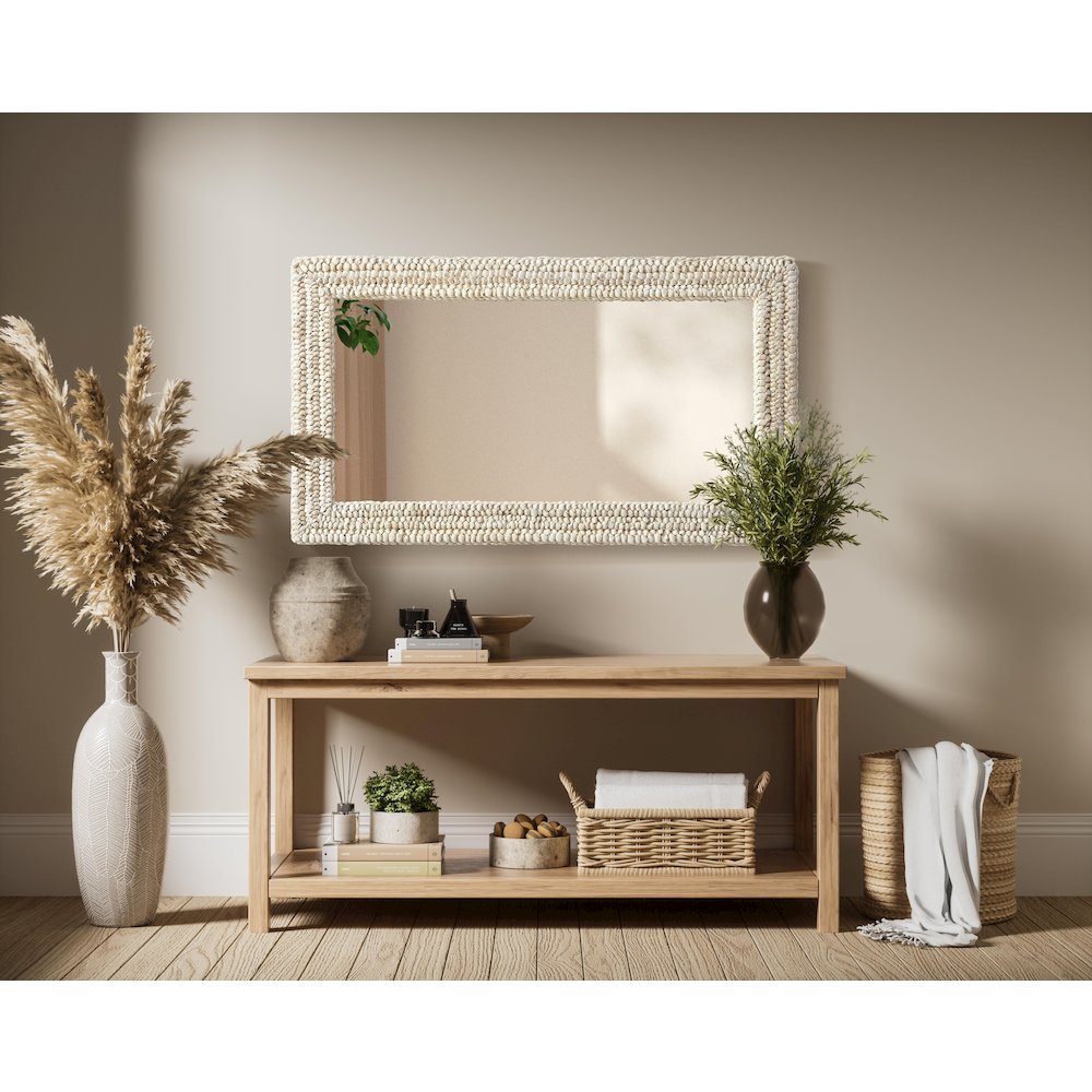 Rectangle Cornhusk Mirror 24x42 in Linen White