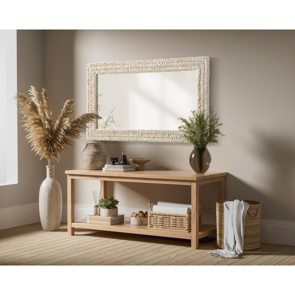 Rectangle Cornhusk Mirror 24x42 in Linen White