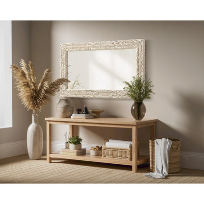 Rectangle Cornhusk Mirror 24x42 in Linen White