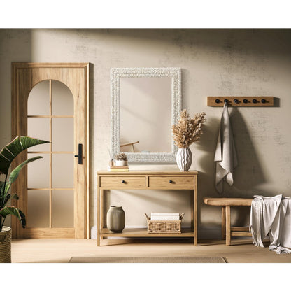 Rectangle Cornhusk Mirror 27x36 in Linen White