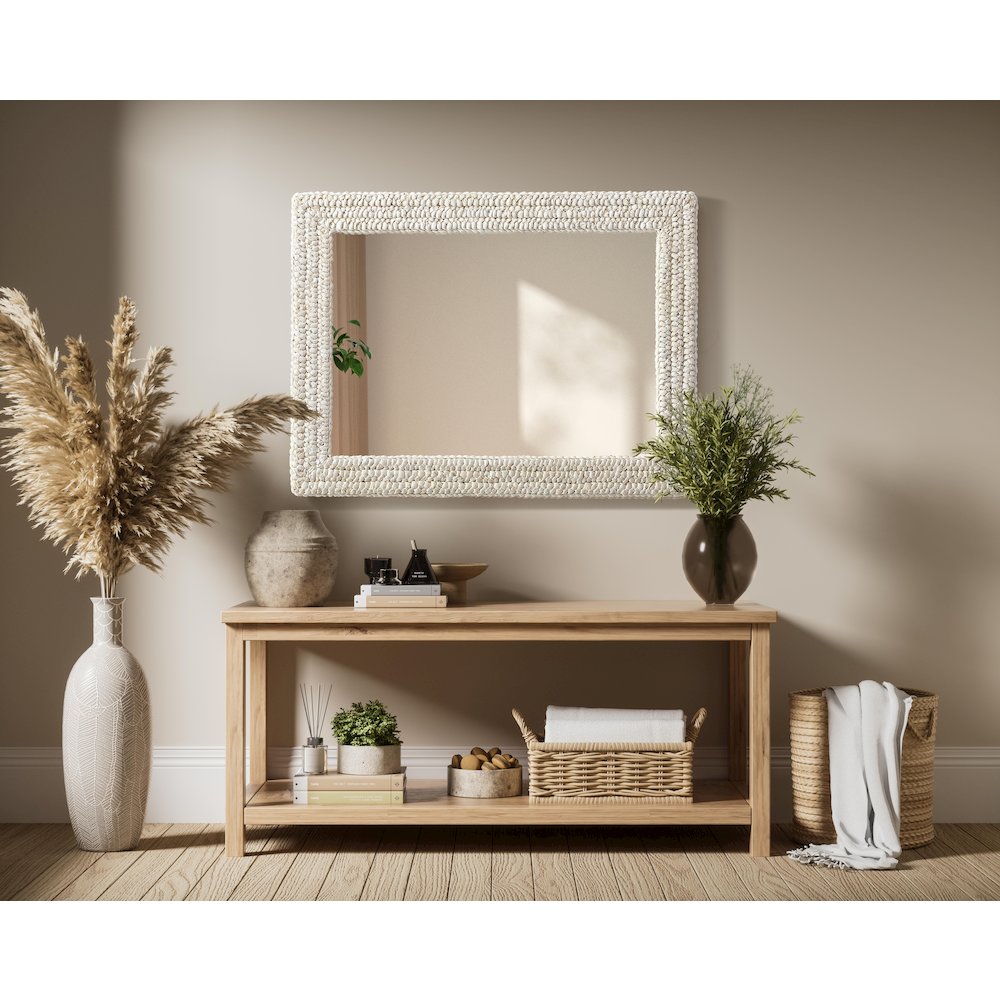 Rectangle Cornhusk Mirror 27x36 in Linen White