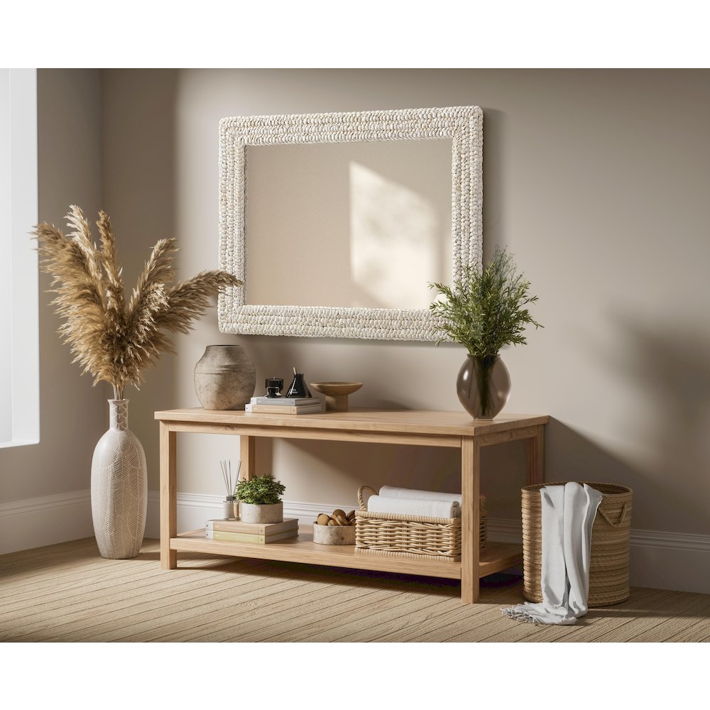 Rectangle Cornhusk Mirror 27x36 in Linen White