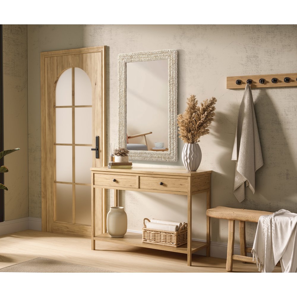 Rectangle Cornhusk Mirror 27x42 in Linen White