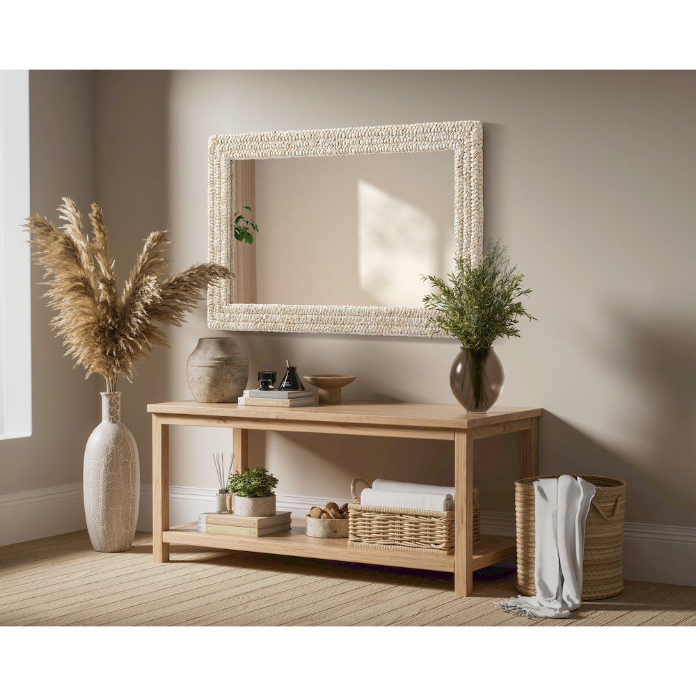 Rectangle Cornhusk Mirror 27x42 in Linen White