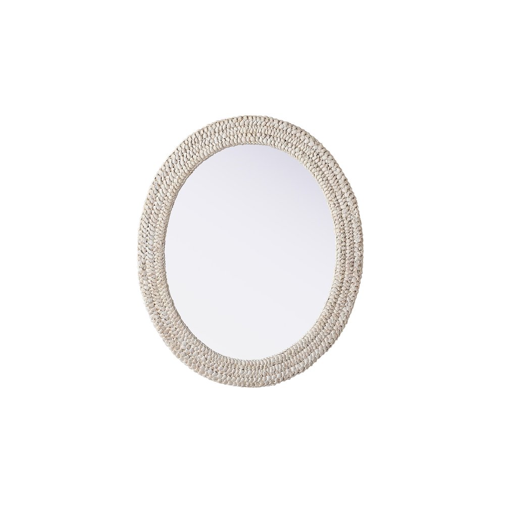 Oval Cornhusk Mirror 30x36 in Linen White